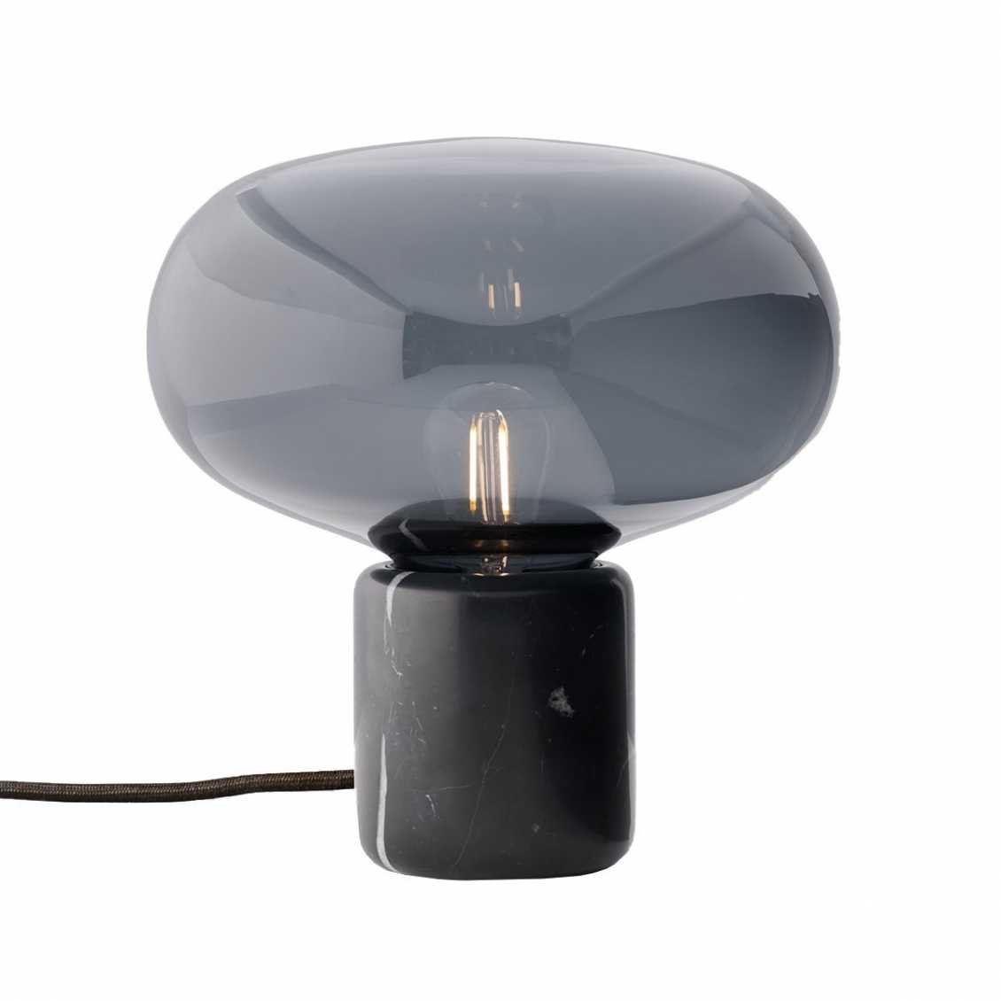 New Works Karl-Johan Table Lamp, Black Marquina w. Smoked Glass
