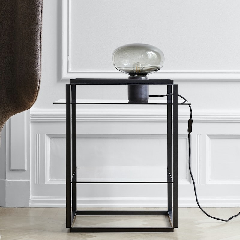 New Works Karl-Johan Table Lamp, Black Marquina w. Smoked Glass
