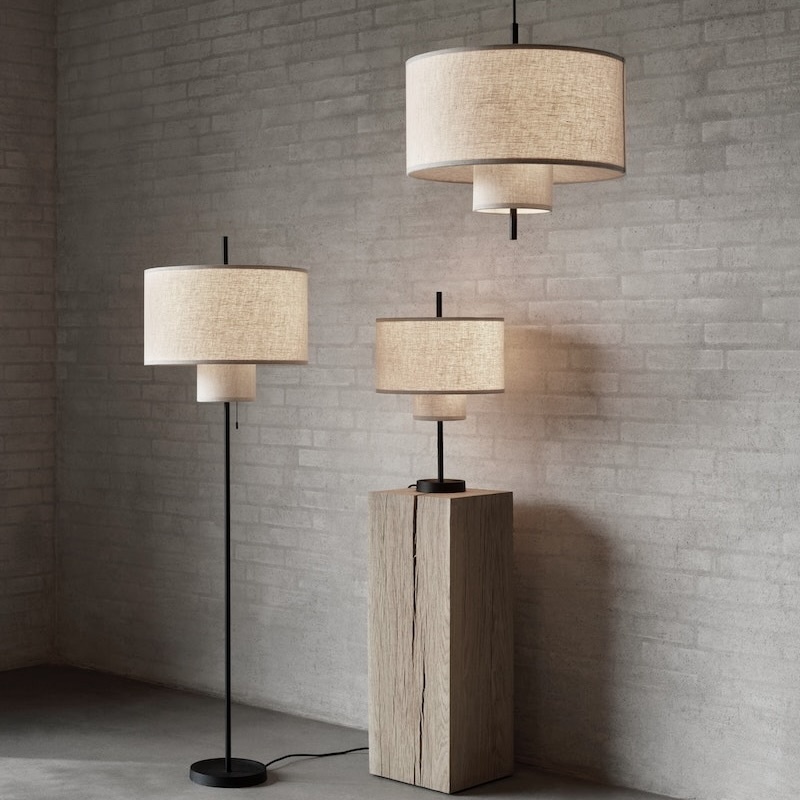 New Works Margin Floor Lamp - Beige/Black Base