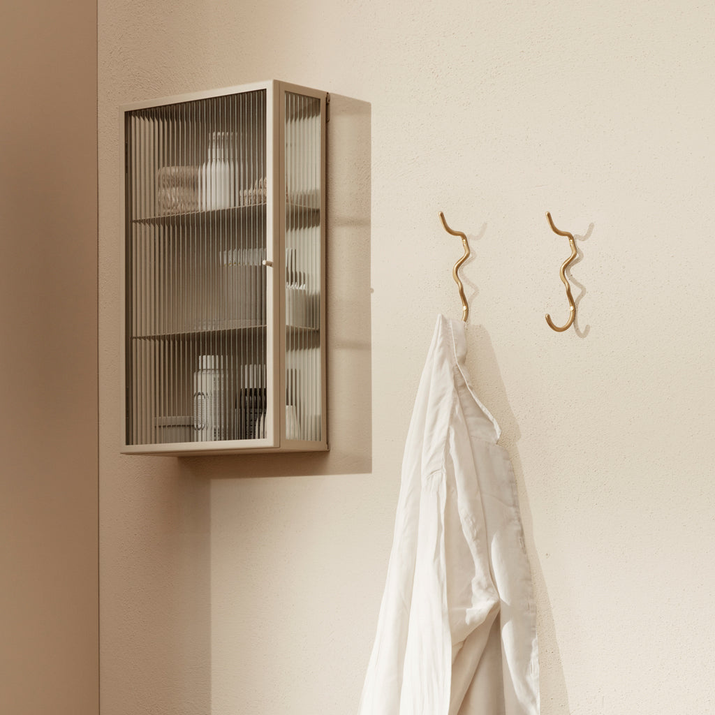 Ferm Living Haze Wall Cabinet - reeded glass - Cashmere