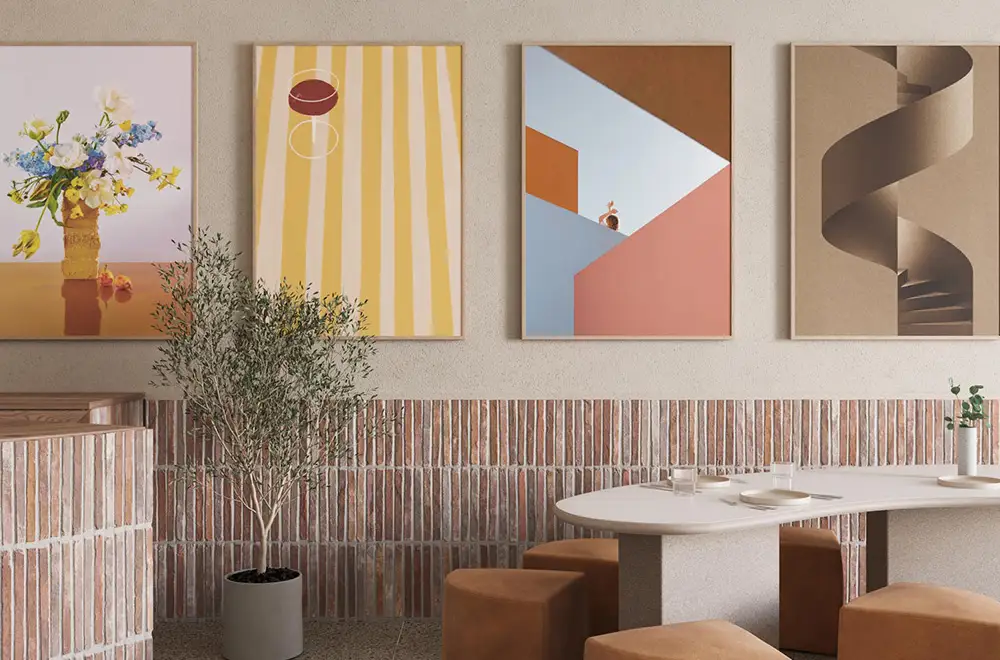 PAPER COLLECTIVE Acoustic panel - 120 x 168 cm - oak frame - Composition 01 Mae Studio