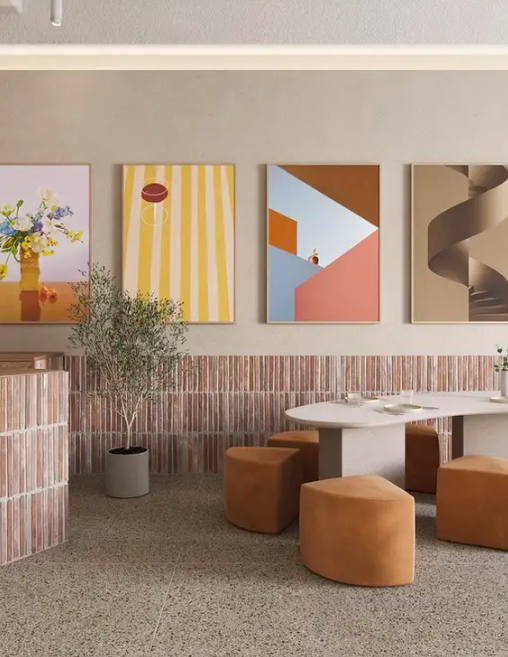 PAPER COLLECTIVE Acoustic panel - 100 x 140 cm - oak frame - Solid Shapes 01 Nina bruun