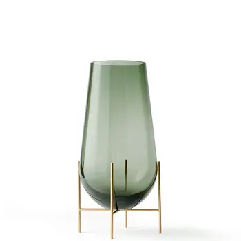 Audo Copenhagen Echasse Vase, S, Brushed Brass/Green smoked glass