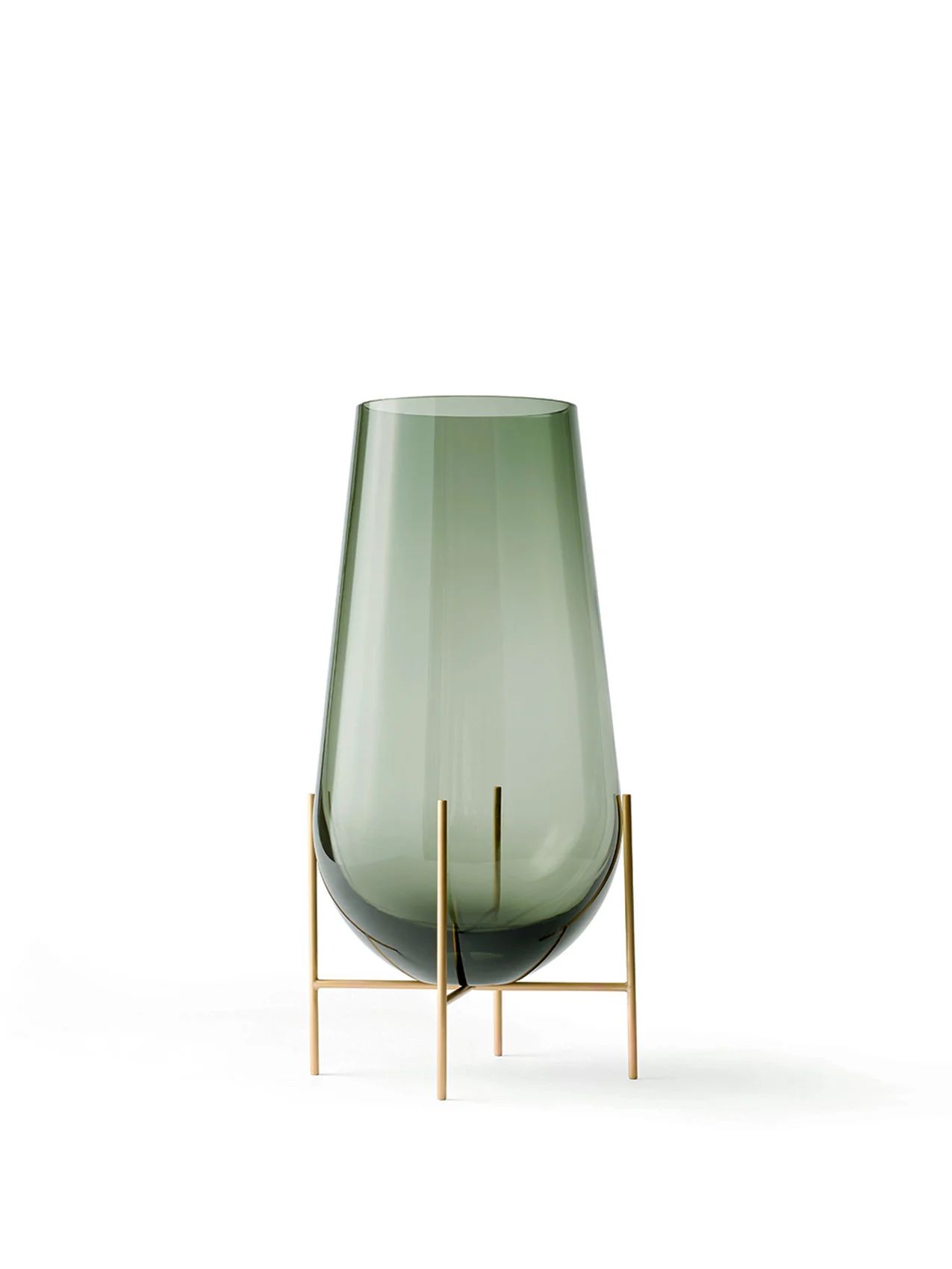 Audo Copenhagen Echasse Vase, S, Brushed Brass/Green smoked glass