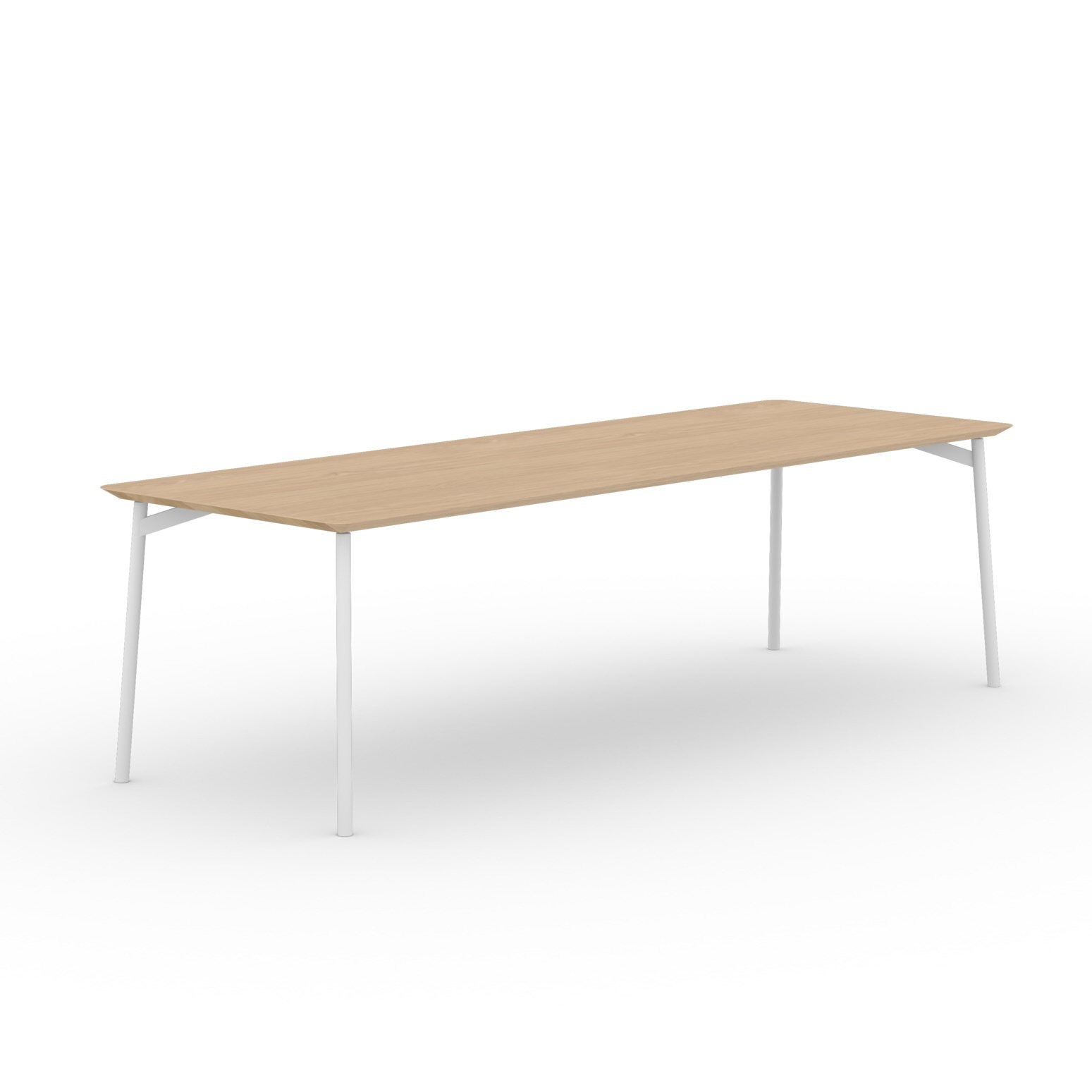 STUDIO HENK Eettafel rechthoekig - Flyta - 240 x 100 cm - verjongd - Eiken natural light hardwax olie/Wit onderstel