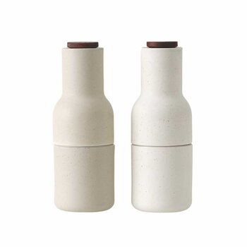 Audo Copenhagen Bottle Grinder, Sand Ceramic, Walnut, 2-pack