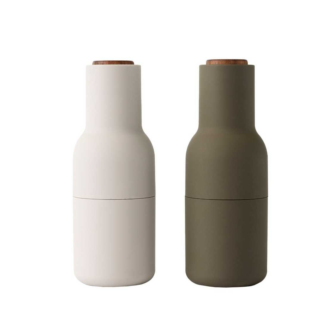 Audo Copenhagen Bottle Grinder, Hunting Green/Beige, Walnut, 2-pack