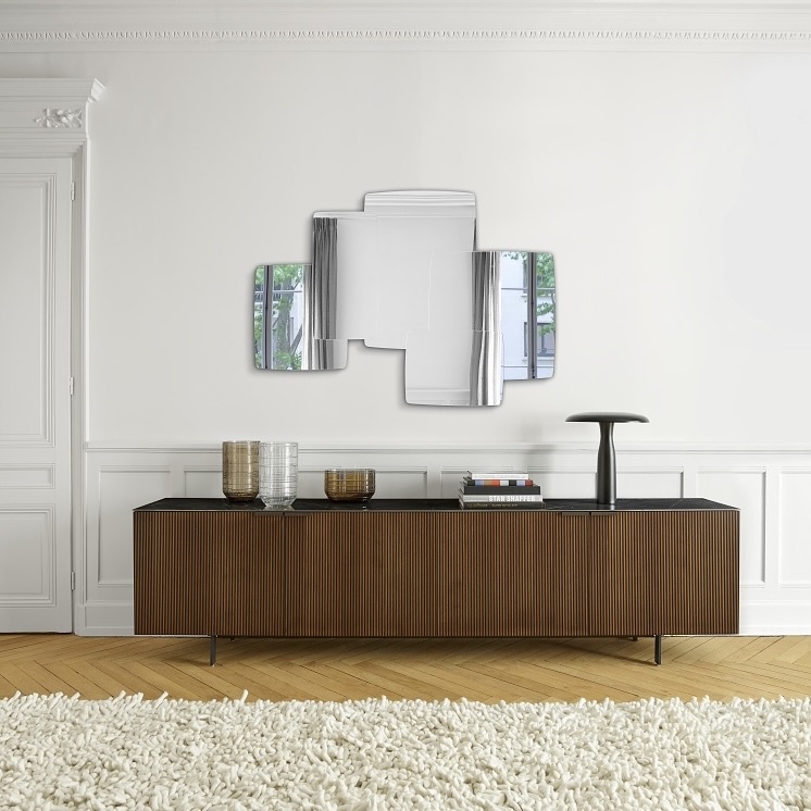 Ligne Roset Selvans Dressoir 4 Deuren - Walnoot/Keramiek