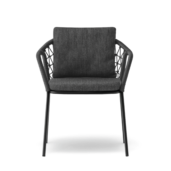 Pedrali Armchair PANAREA, seat and back cushion, frame powder-coated, flat rope beige - Set of 2