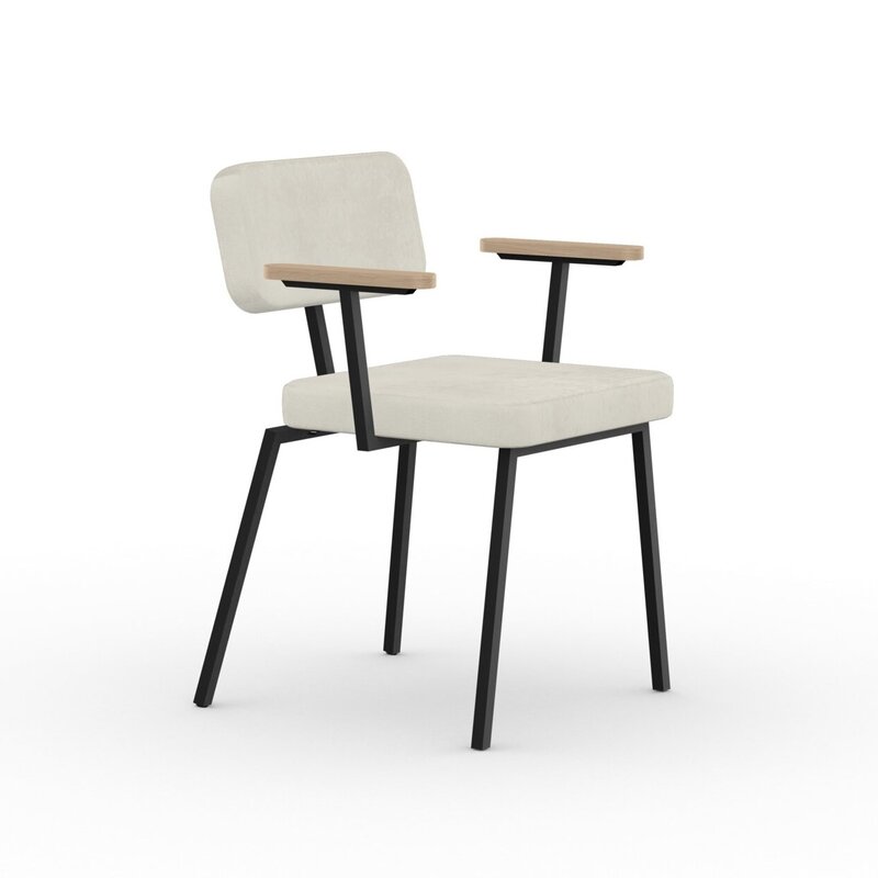 STUDIO HENK Stoel Ode Chair met armleuning - zwart - royal pearl106 - Eiken olie naturel