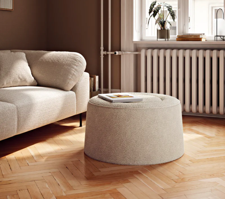 WOUD Praline Pouf - Natural Bouclé