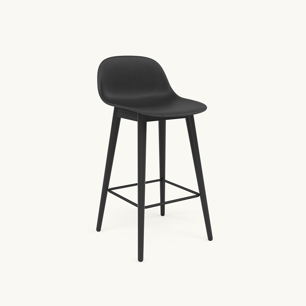 Muuto Fiber Counter Stool w.Back Wood Base H65