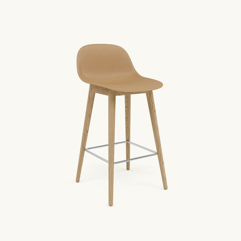 Muuto Fiber Counter Stool w.Back Wood Base H65