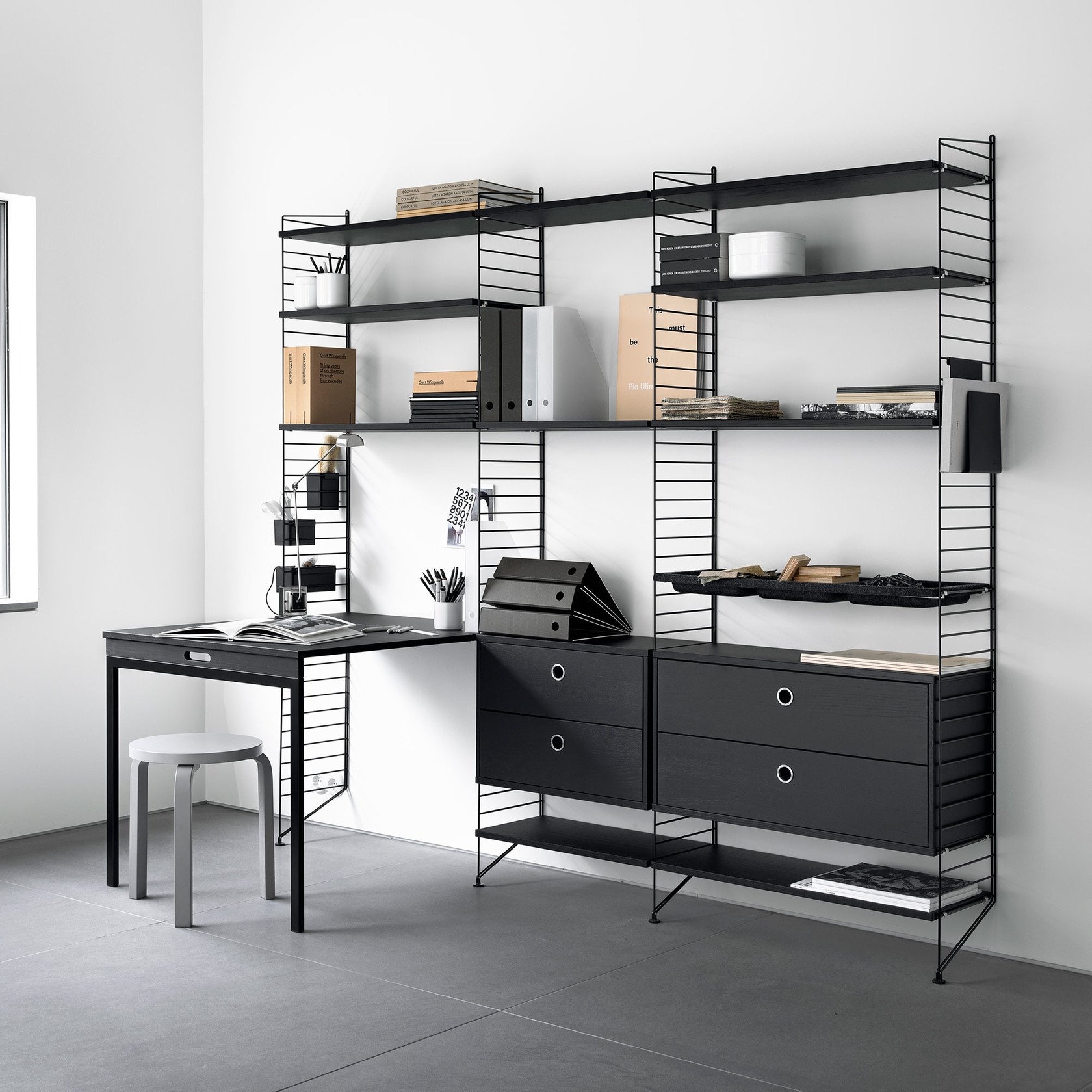 String Furniture Modulair wandsysteem - living room eik wit