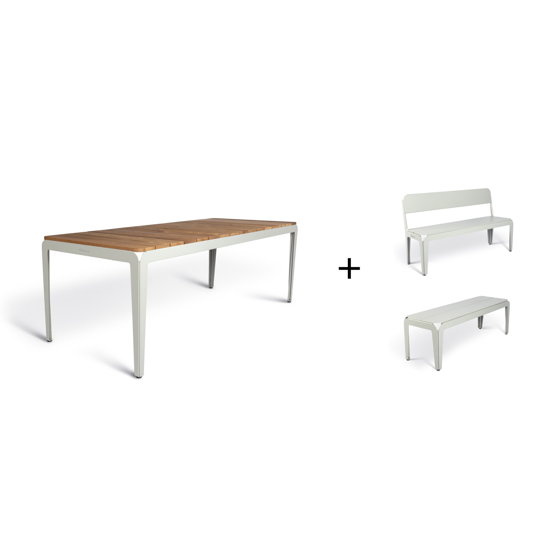 Weltevree Bended table wood (220) including benches - SET