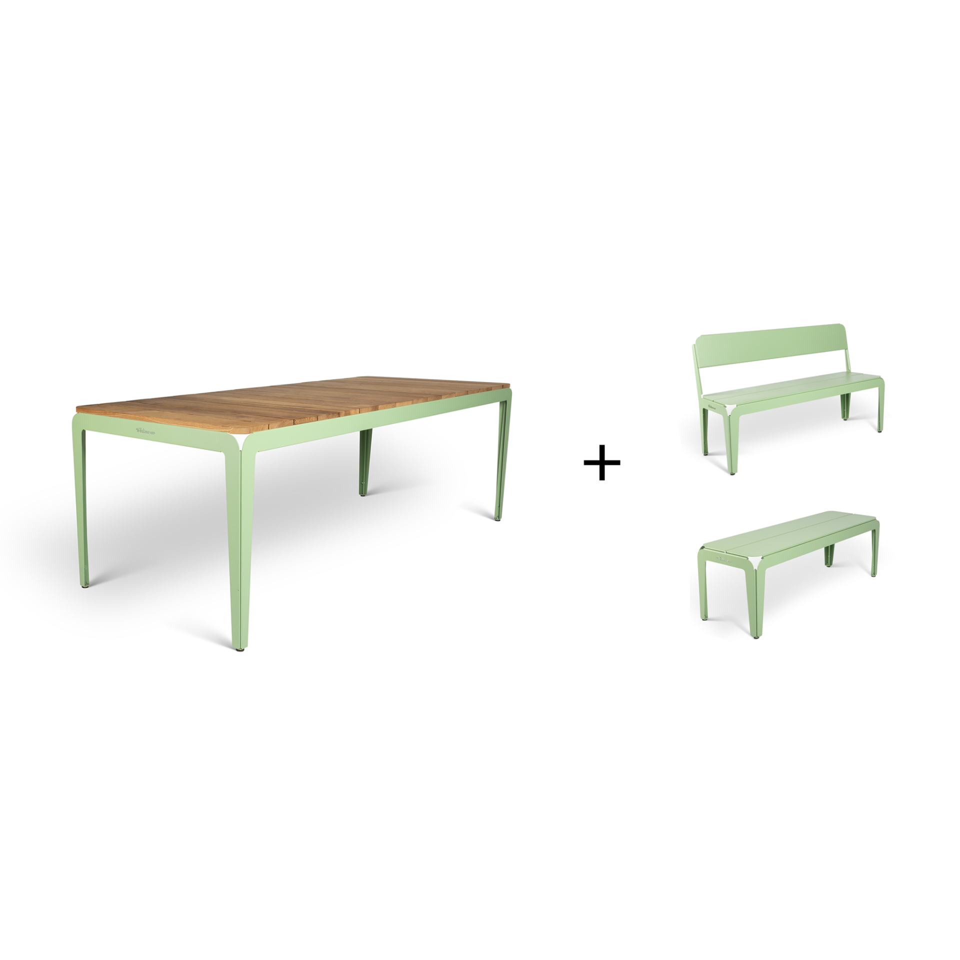 Weltevree Bended table wood (220) including benches - SET