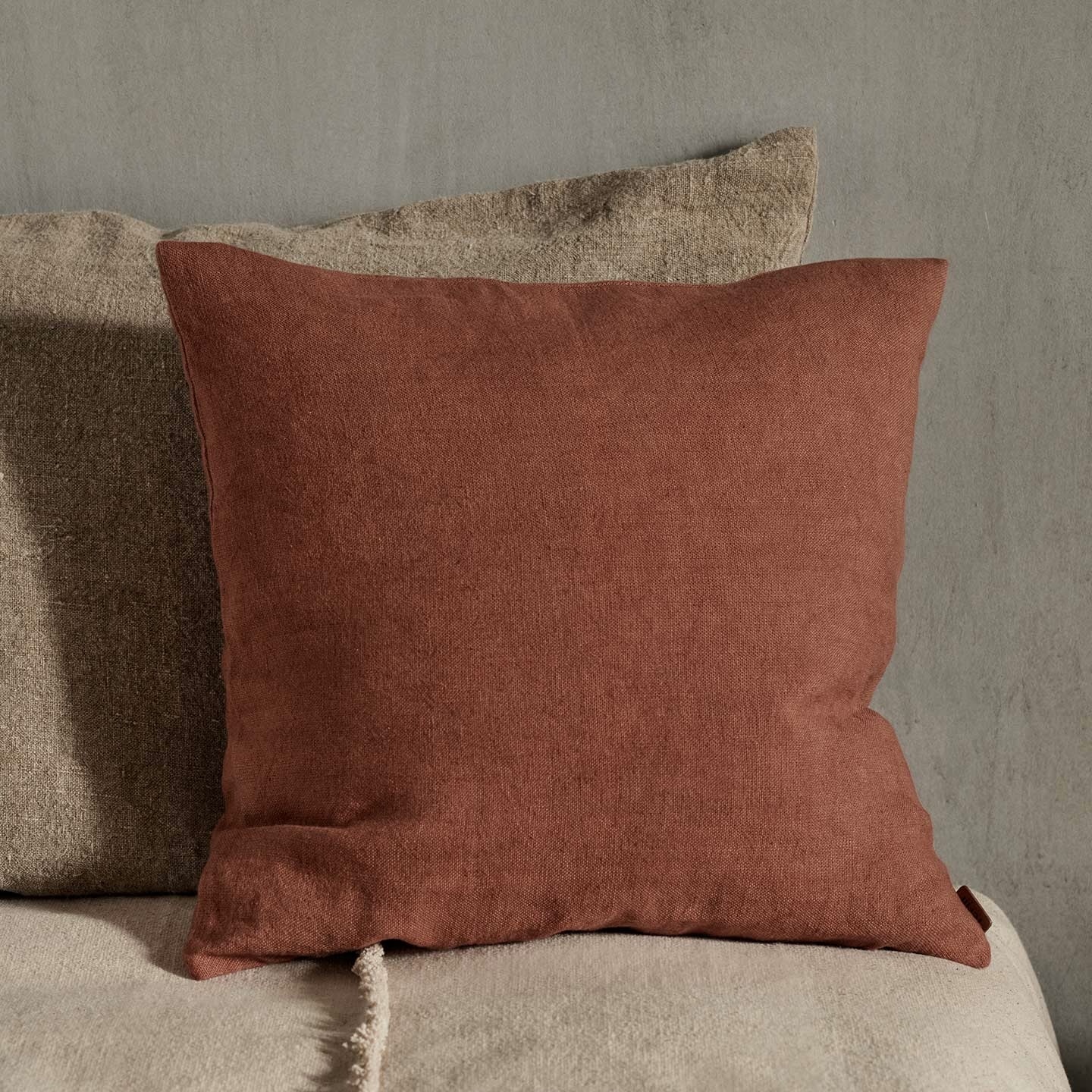 Ferm Living Heavy Linen Cushion - Berry Red