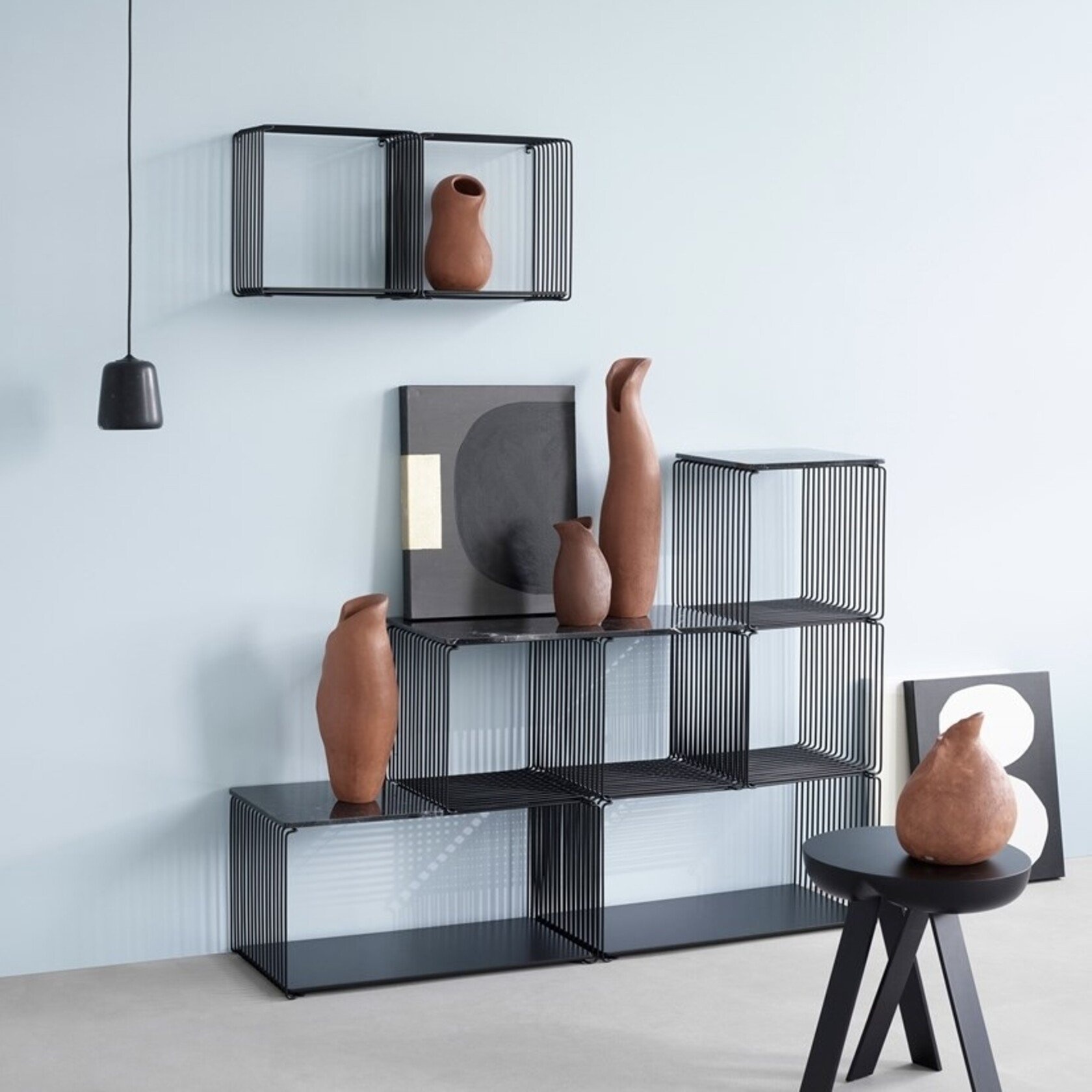 MONTANA Panton Wire Configuration with glass inlays en top - Chrome