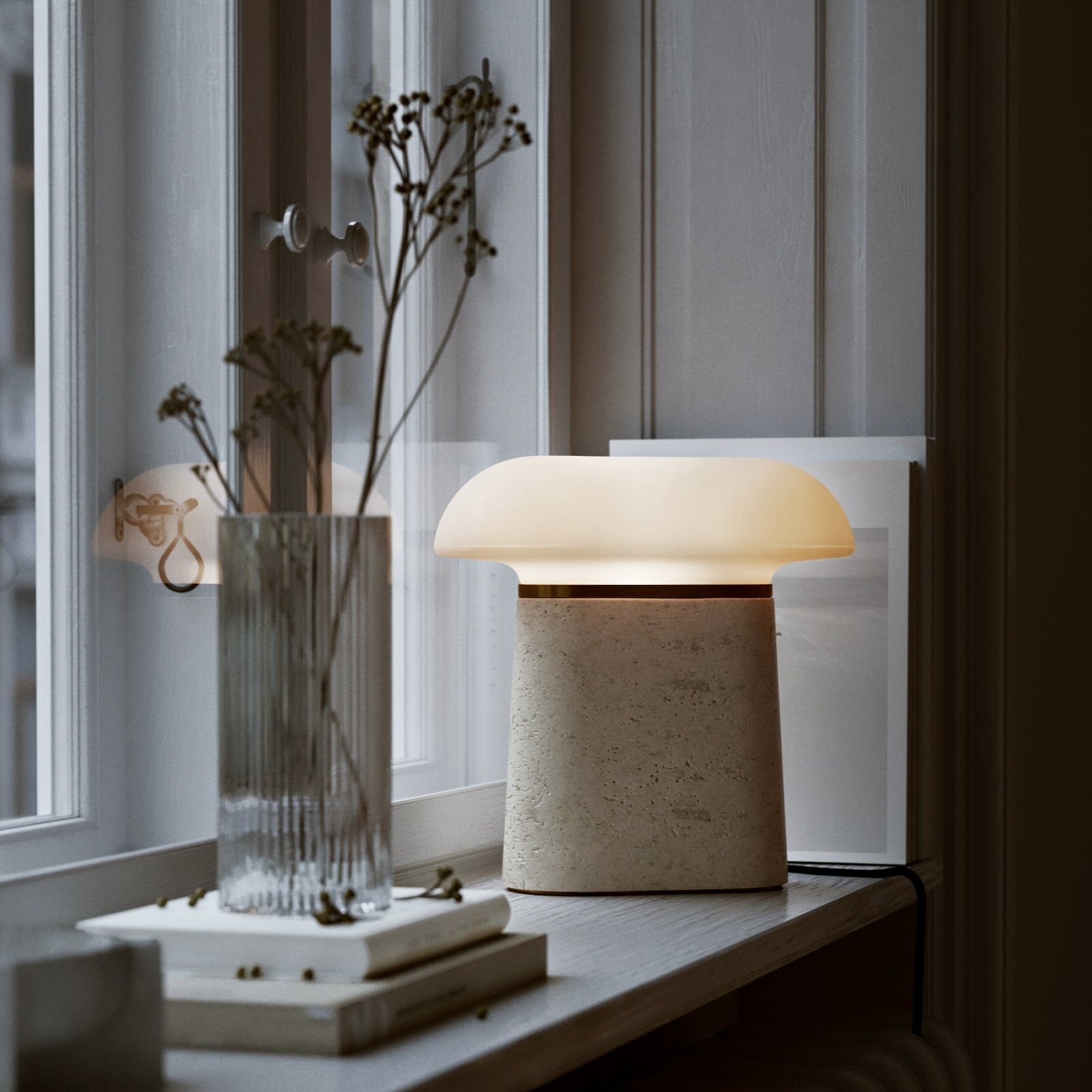 WOUD Nova Table Lamp - Ivory Travertine