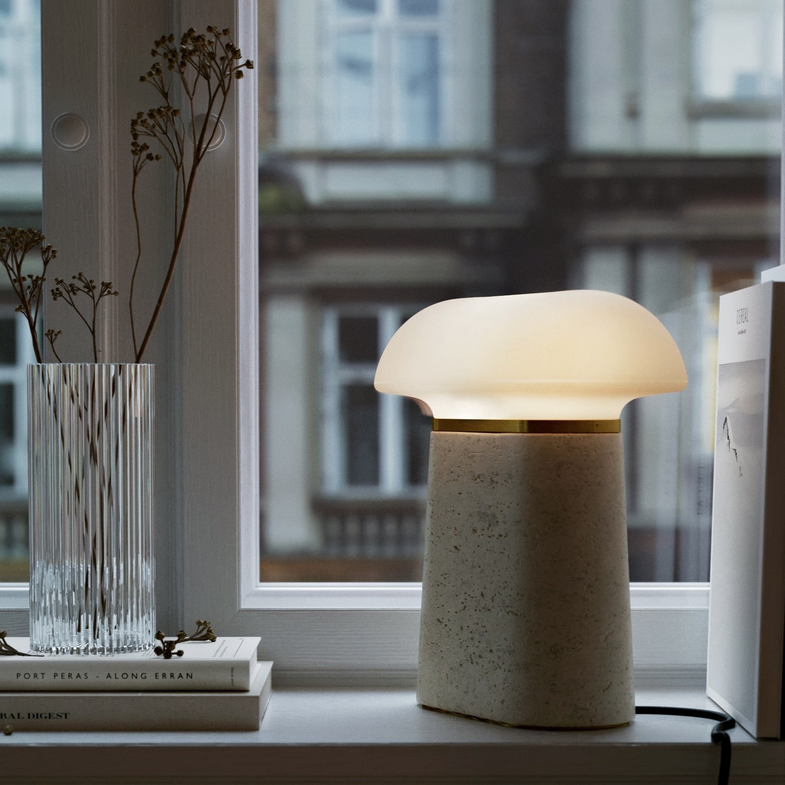 WOUD Nova Table Lamp - Ivory Travertine
