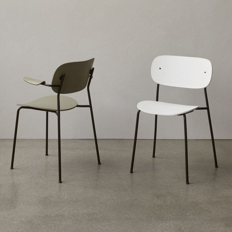 Audo Copenhagen Co Dining Chair, Black Steel Base, Olive Plastic Seat And Backrest - SHOWROOM MODEL