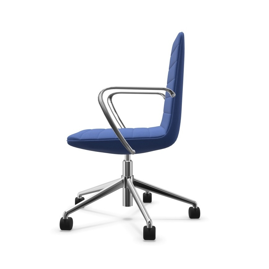 EFG Favor 22 low back, armrests 5-star swivel base Castors f. hard floors Steelcut Trio 3 746 Polished Aluminum