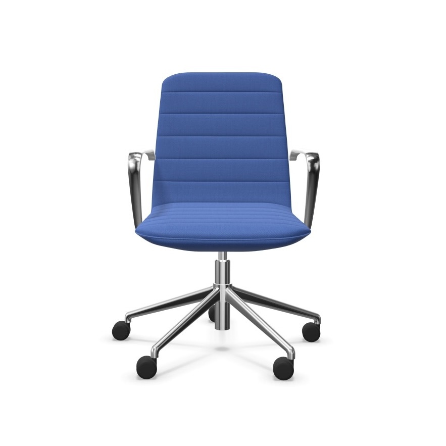 EFG Favor 22 low back, armrests 5-star swivel base Castors f. hard floors Steelcut Trio 3 746 Polished Aluminum