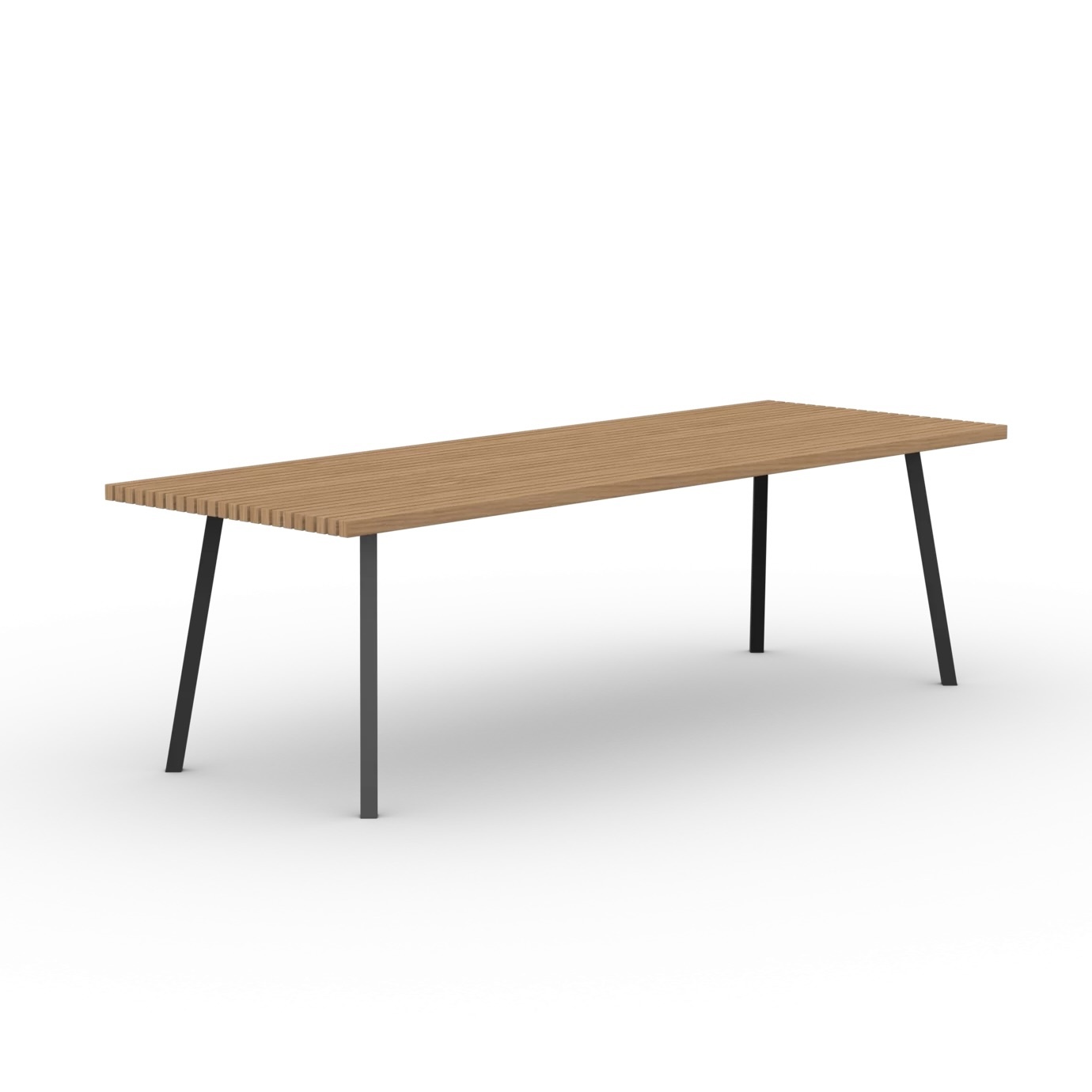 STUDIO HENK New Classic Outdoor Tafel 220 cm - FSC gecertificeerd Iroko hout, zwart stalen frame