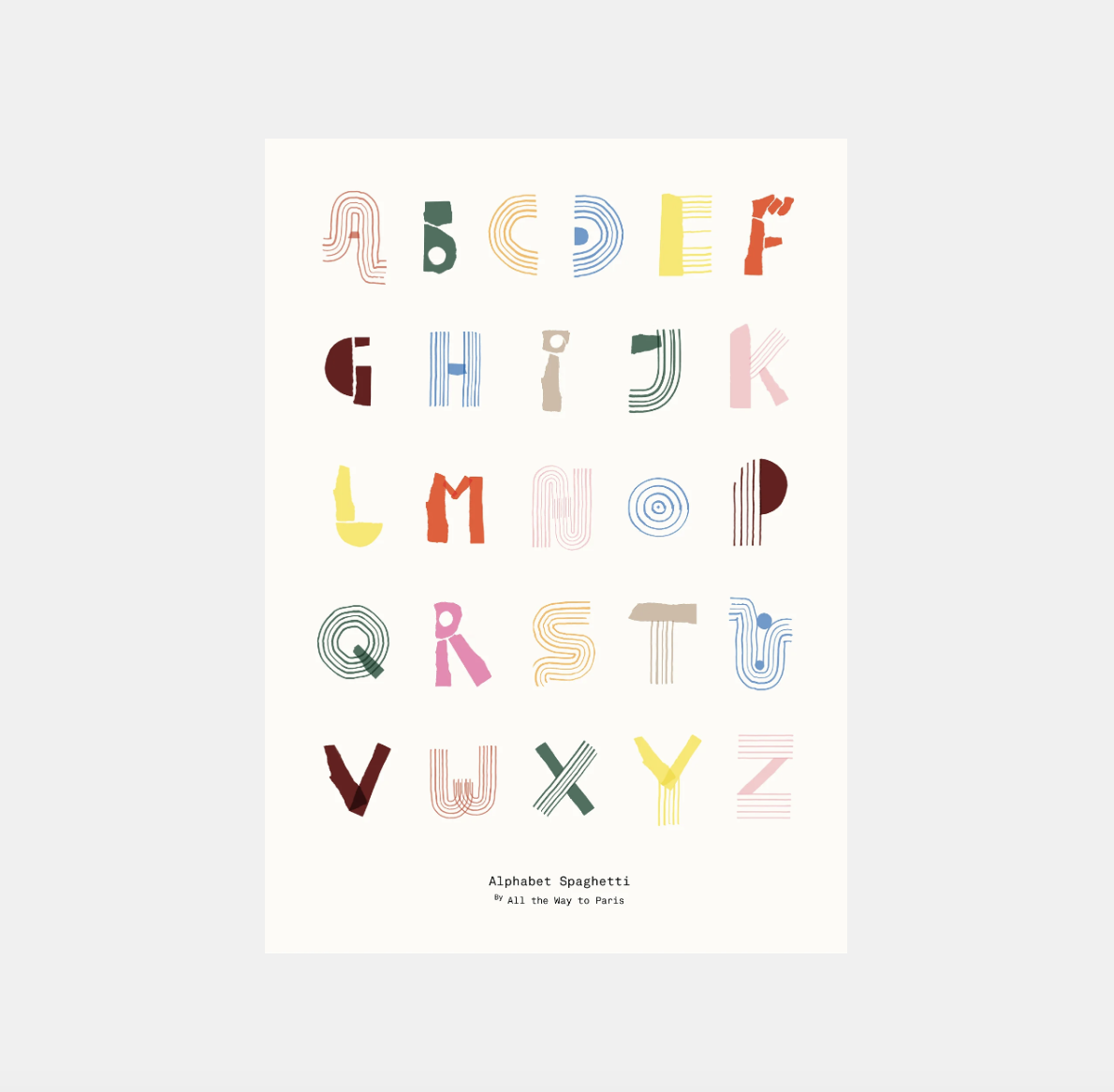 PAPER COLLECTIVE Alphabet Spaghetti colourful (English) - 50x70 Art print