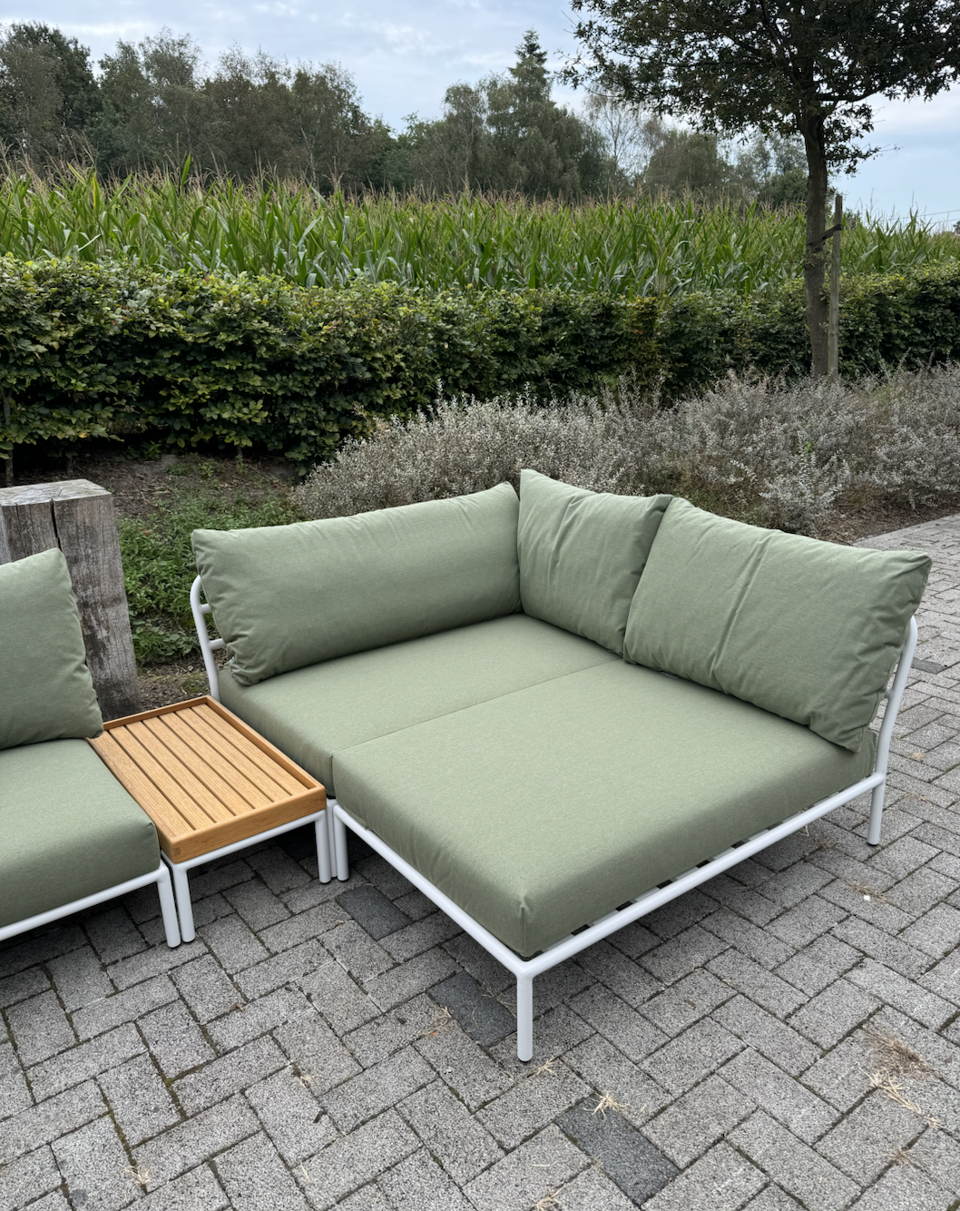 Houe Level 2 Loungeset - Sunbrella Leaf Heritage/Muted White Powder Coated Aluminium
