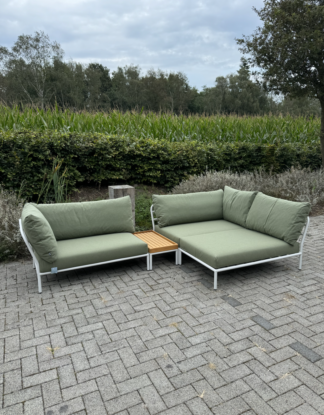 Houe Level 2 Loungeset - Sunbrella Leaf Heritage/Muted White Powder Coated Aluminium