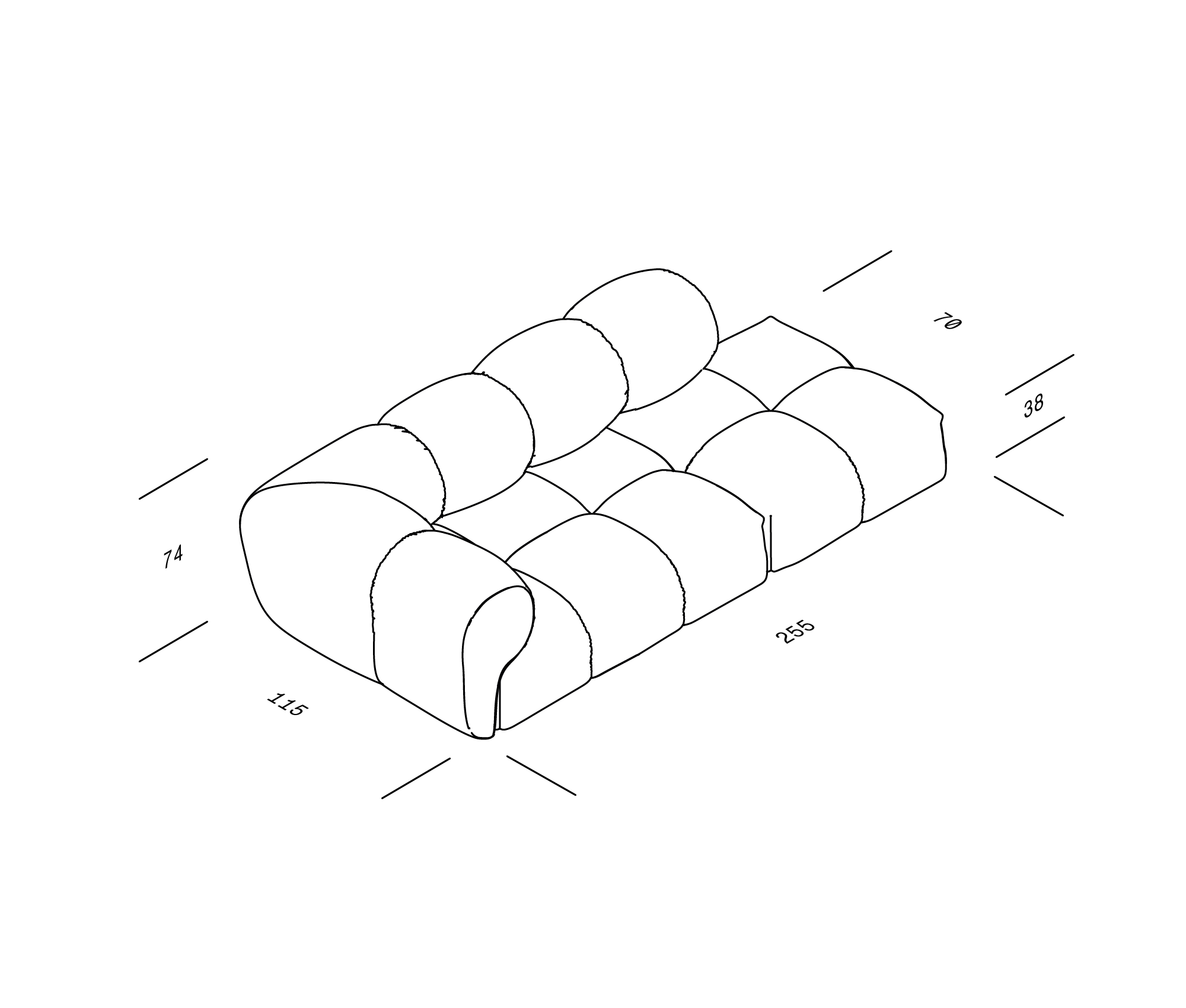 OBJEKTE UNSERER TAGE Sander Sofa Design 05 Left - Berlin 641 Cobalt Blue