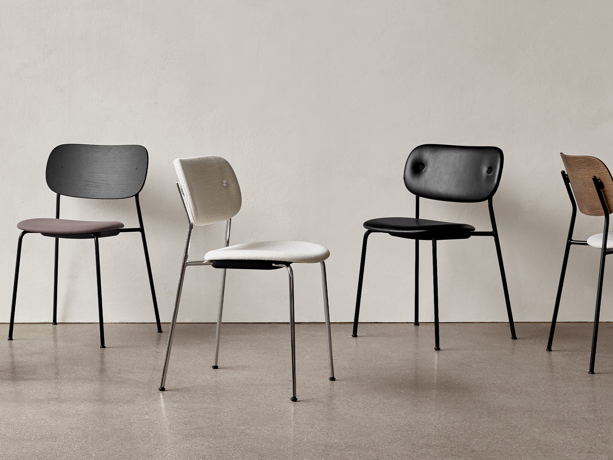 Audo Copenhagen Co Dining Chair fully upholstered - Black, Boucle 02