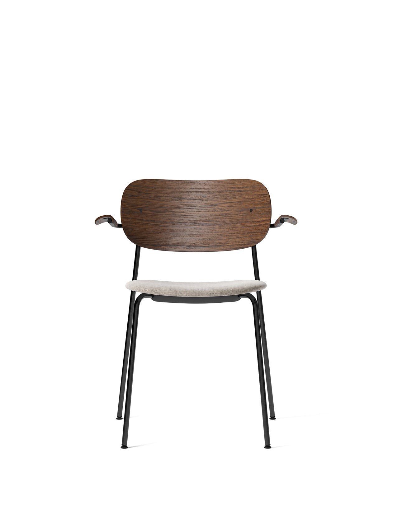 Audo Copenhagen Co Dining Chair with Arms, Black Steel Base, Hot Madison CH1249/988 Seat/ Black Wooden Back