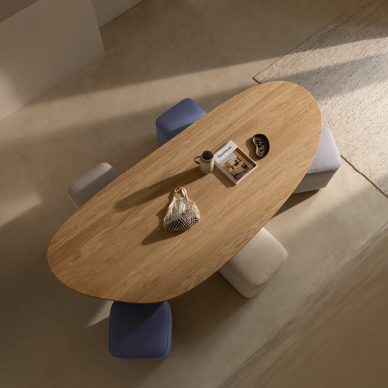 STUDIO HENK Blob eettafel - Slim X-type - Eiken gerookt gebeitst  220 x 100 cm