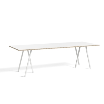 HAY Loop Stand Table 250 x 92,5 cm Incl. Support - White laminate/White powder coated steel base - SHOWROOM MODEL