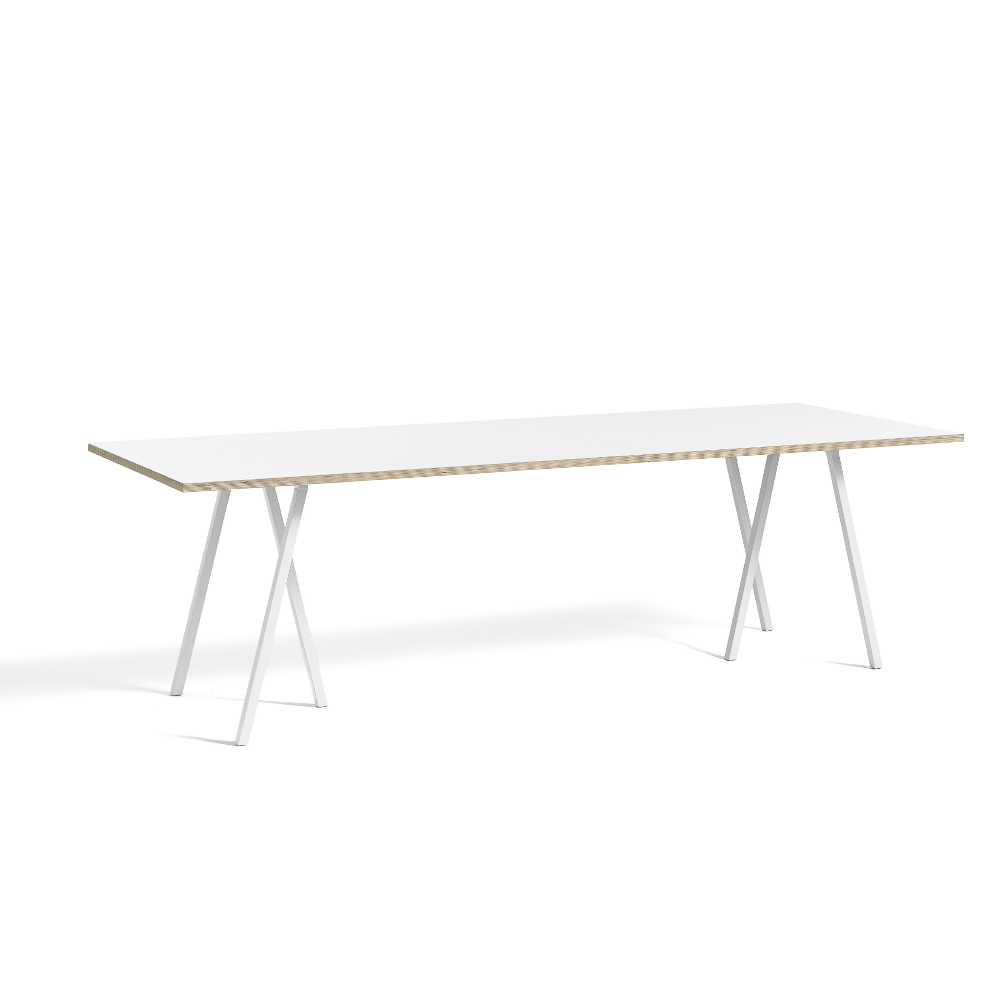 HAY Loop Stand Table 250 x 92,5 cm Incl. Support - White laminate/White powder coated steel base - SHOWROOM MODEL
