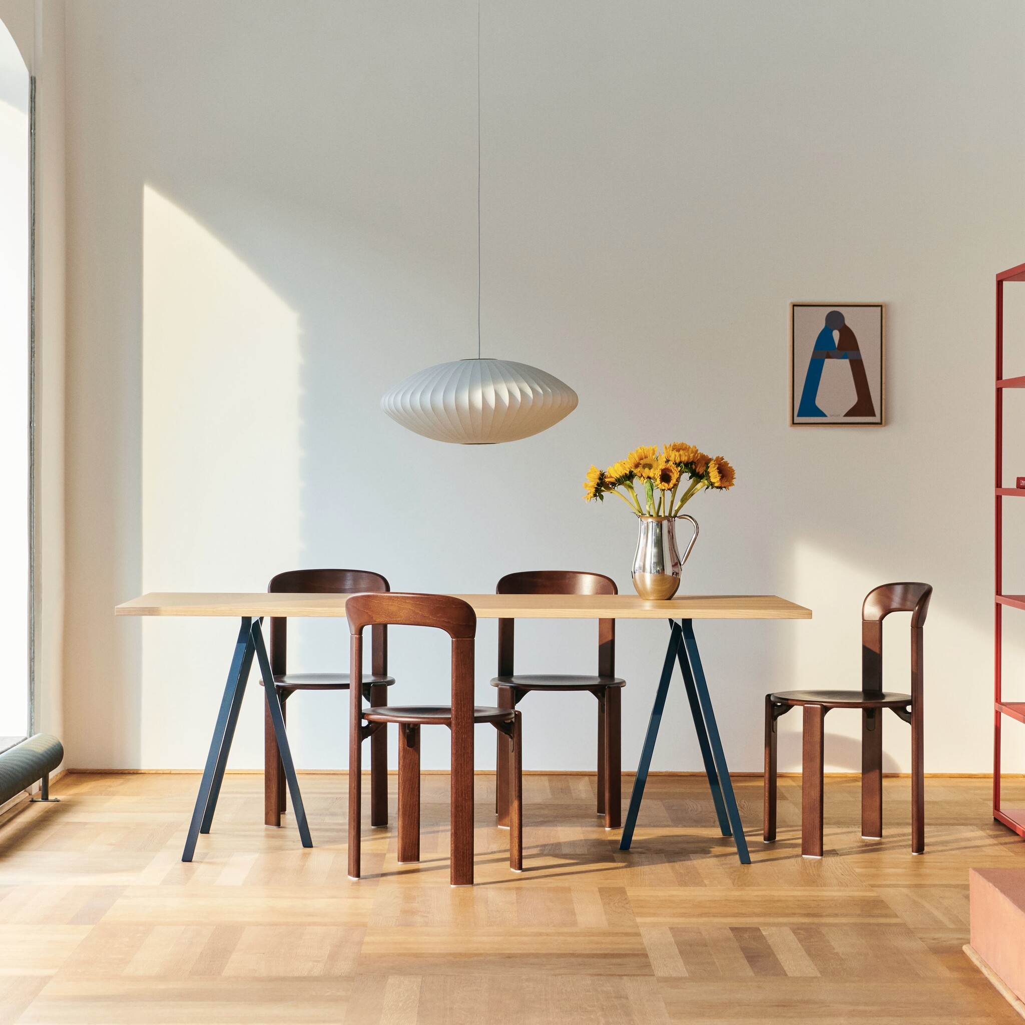 HAY Loop Stand Table 250 x 92,5 cm Incl. Support - White laminate/White powder coated steel base - SHOWROOM MODEL
