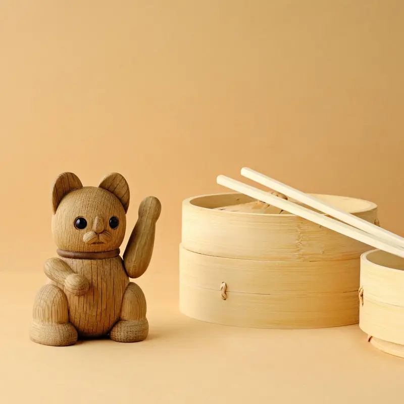Lucie  Kaas Lucky Cat - Oak & Walnut