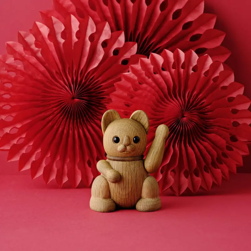 Lucie  Kaas Lucky Cat - Oak & Walnut
