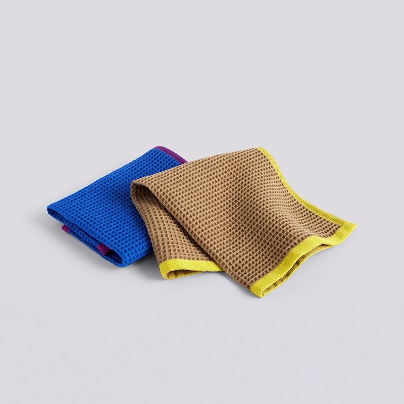 HAY Canteen Dish Cloth Set of 2 - Blue/Fuchsia, Beige/Yellow