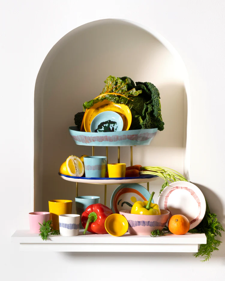 Serax VOORGERECHTBORD WIT - RODE STREPEN FEAST