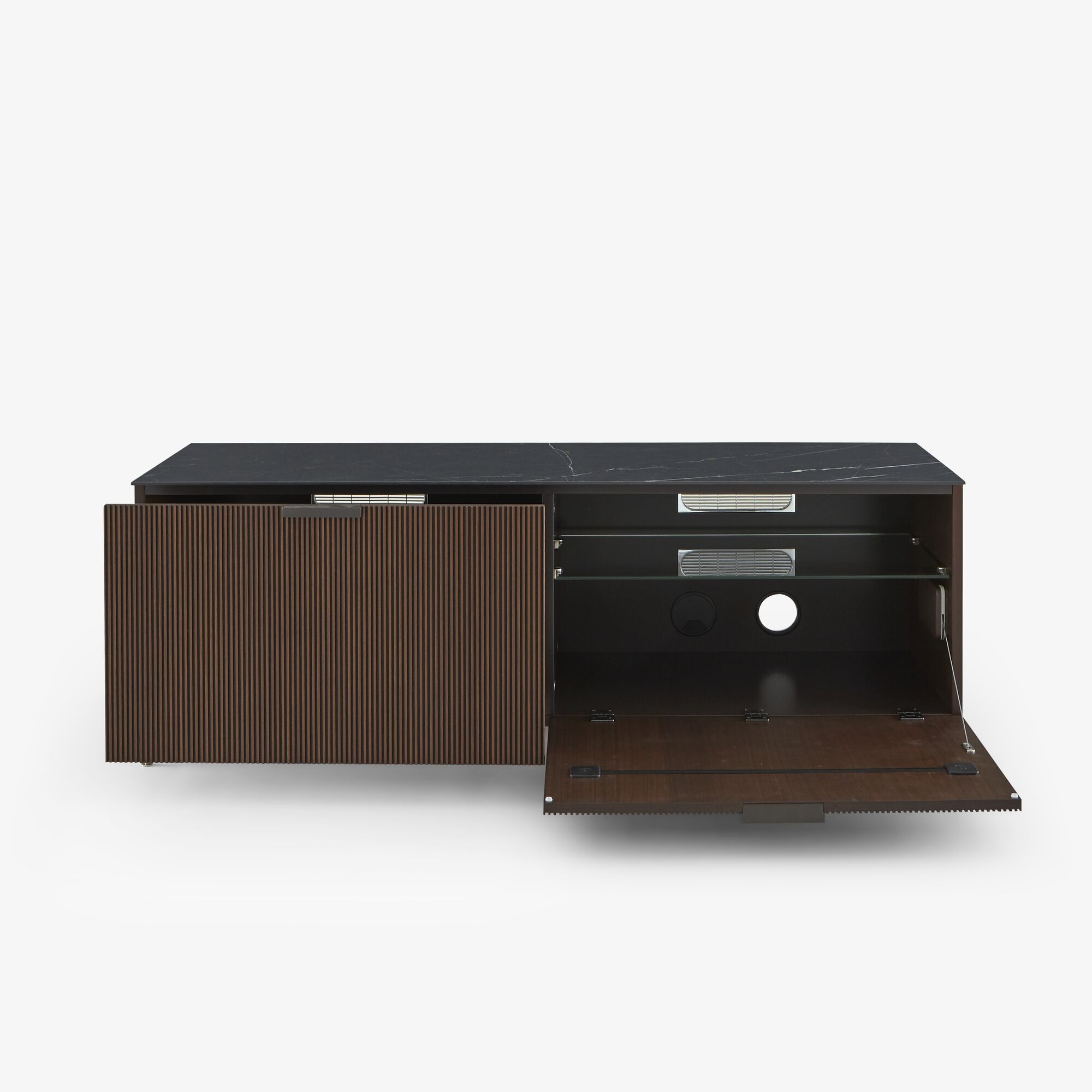 Ligne Roset Selvans Tv cabinet 1 drawer + 1 flap door - Walnoot/Keramiek