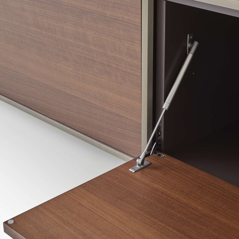 Ligne Roset Dita Tv cabinet 1 drawer + 1 flap door - donker notenhout/brushed bronze