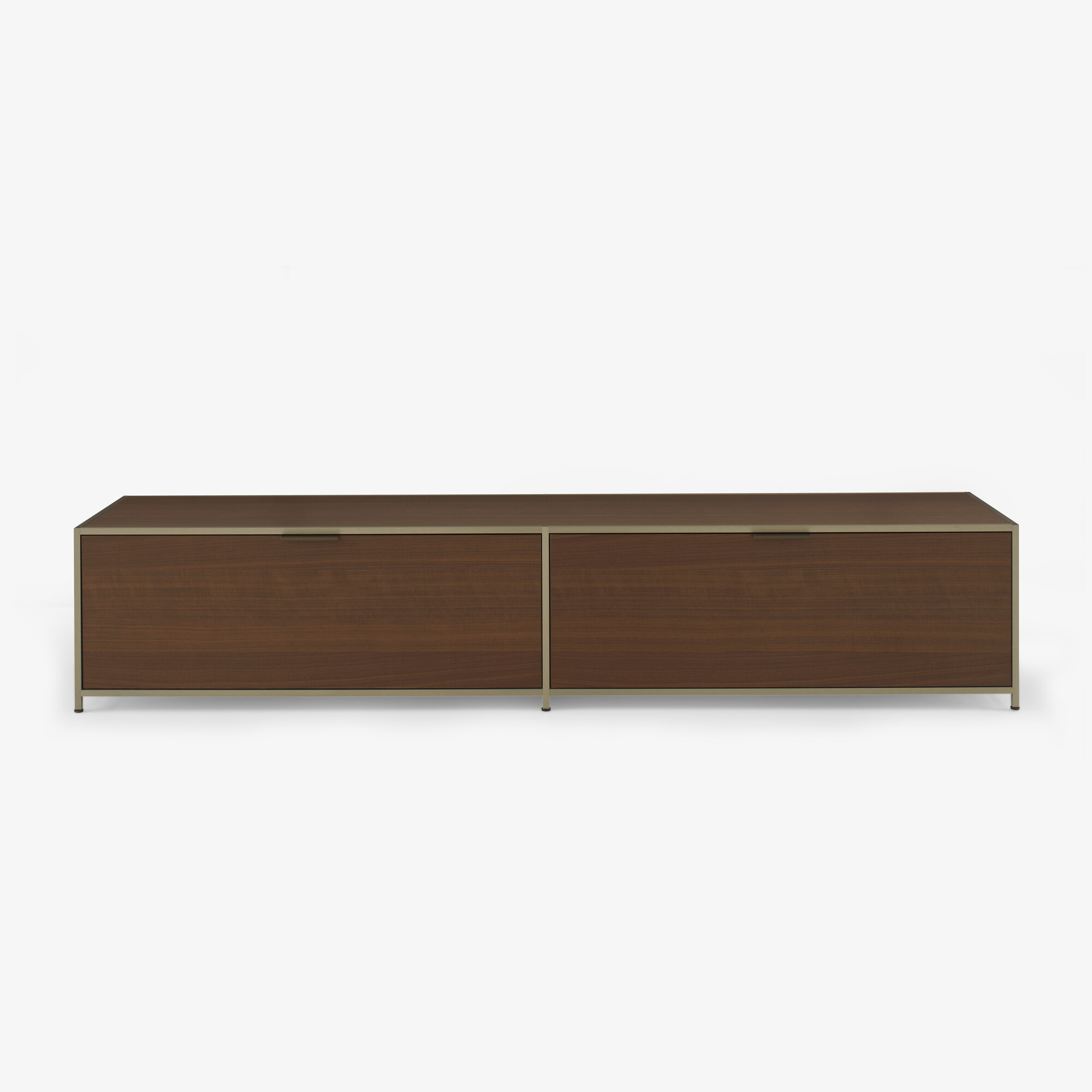 Ligne Roset Dita Tv cabinet 1 drawer + 1 flap door - donker notenhout/brushed bronze