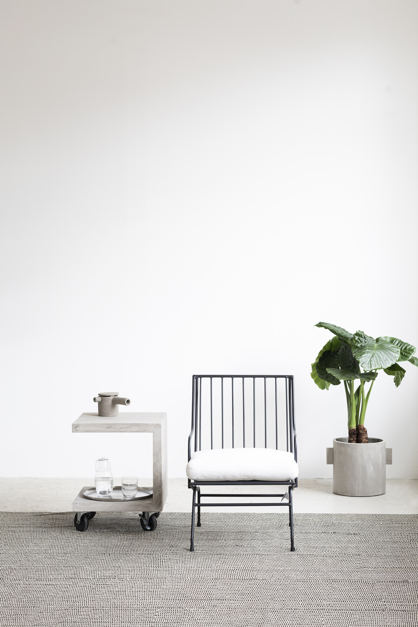 Serax Lounge Chair with Cushion White Stresa Metal Sculptures