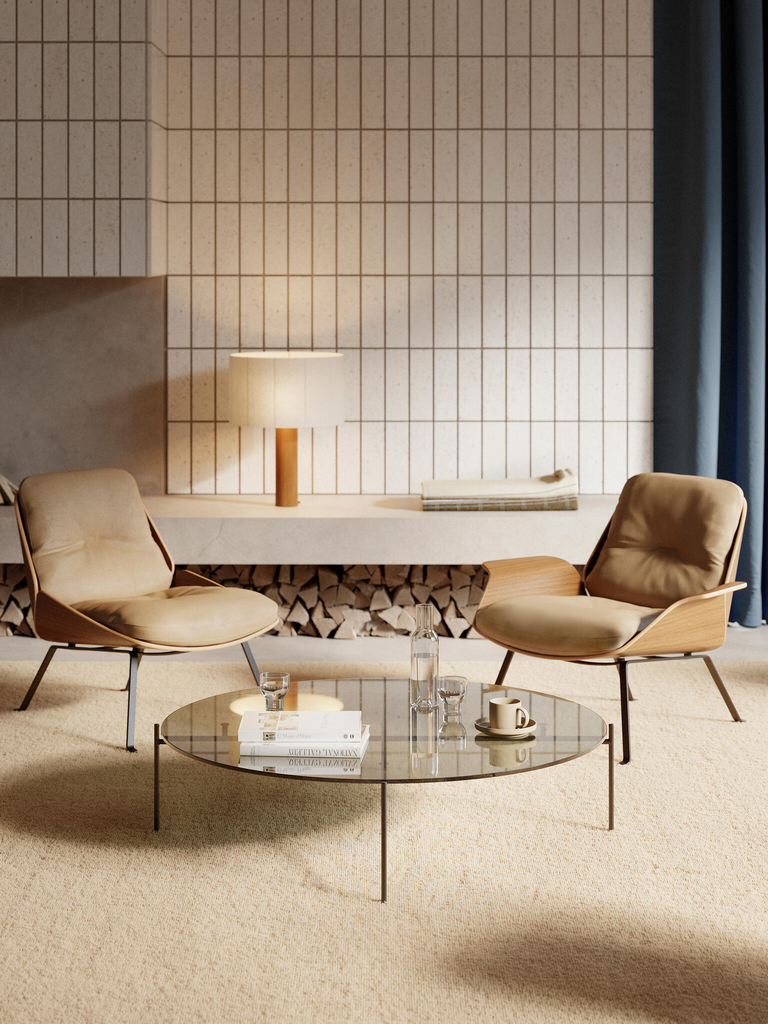 Prostoria Rei Easy Chair with armrests - Divina 80/Walnut Lacquer