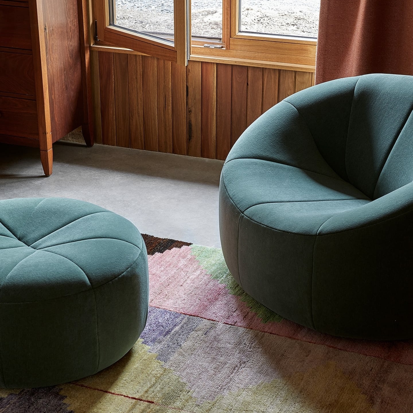 Ligne Roset Pumpkin Ottoman - Alcantara Orange