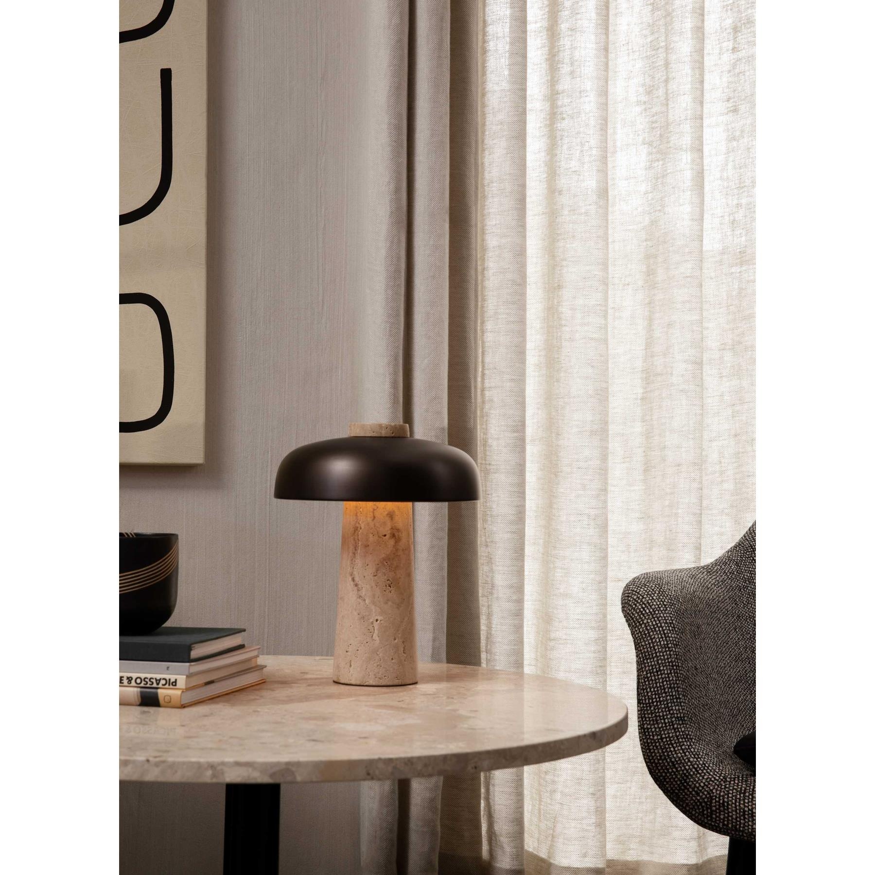 Audo Copenhagen Reverse, Table Lamp, Travertine, Bronzed Brass