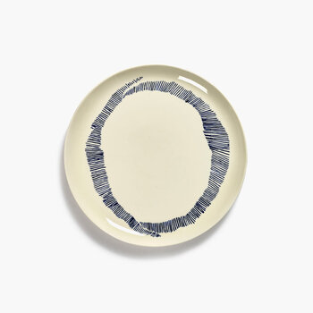 Serax Dinner plate white swirl L - blue stripes Feast